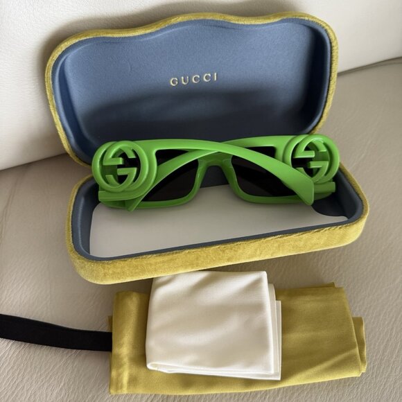 NEW GUCCI Couture 1325 Green GG Logo Narrow Fashion Square Sunglasses GG1325S main image 10